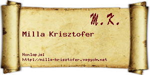 Milla Krisztofer névjegykártya